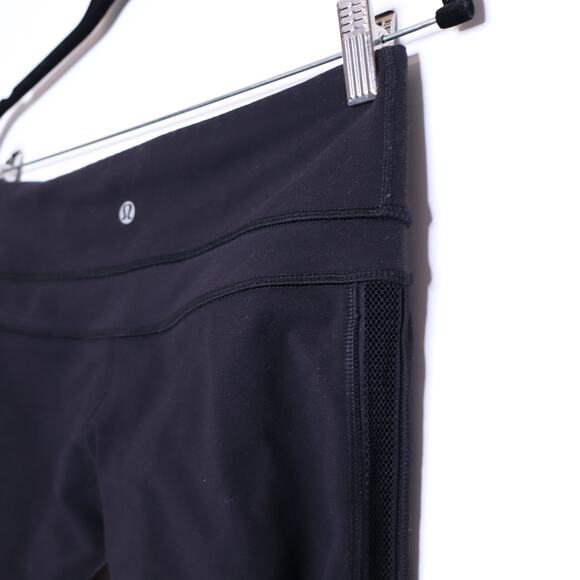 LULULEMON High Times Crop Legging Mesh Black Stretch Training Active Women's 8 - Picture 8 of 9